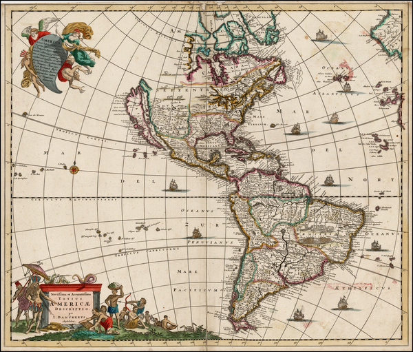 94-South America and America Map By Justus Danckerts