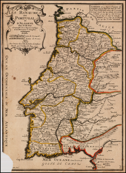 29-Portugal Map By Nicolas de Fer