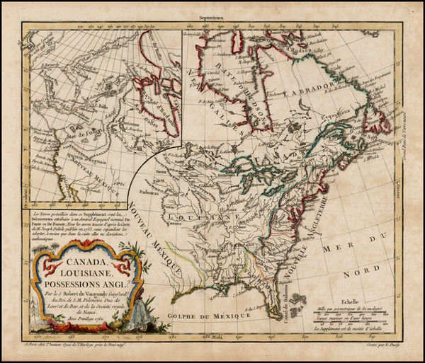 79-United States, Alaska and Canada Map By Didier Robert de Vaugondy