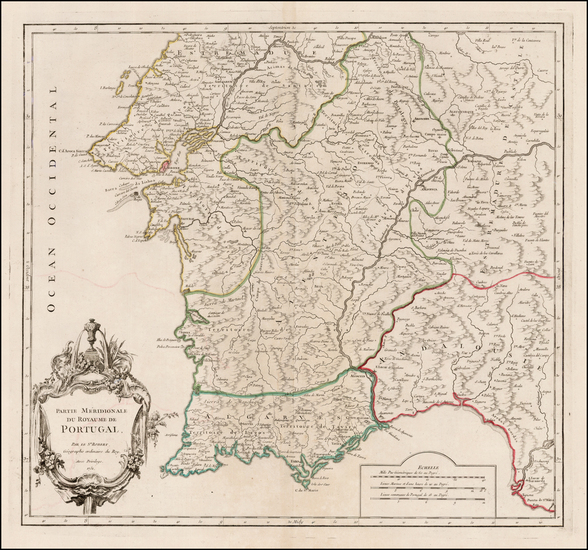 37-Portugal Map By Gilles Robert de Vaugondy