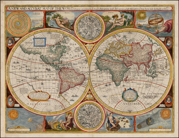 75-World, World and Celestial Maps Map By John Speed