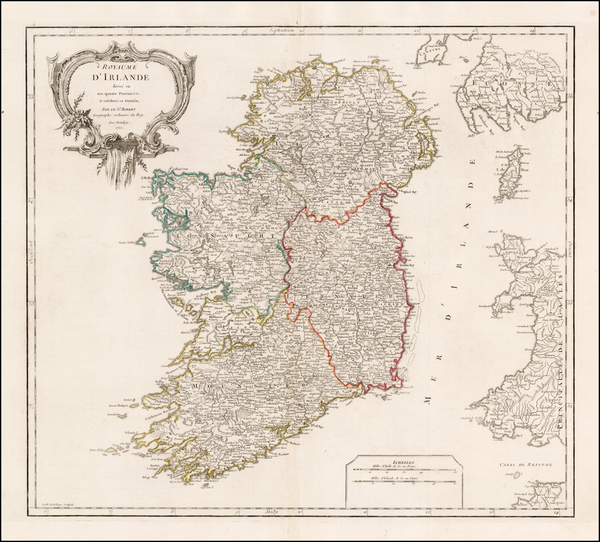 3-Ireland Map By Gilles Robert de Vaugondy