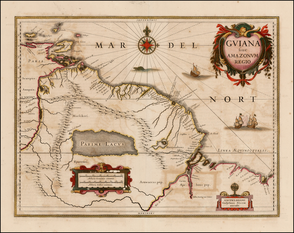 3-South America and Brazil Map By Willem Janszoon Blaeu