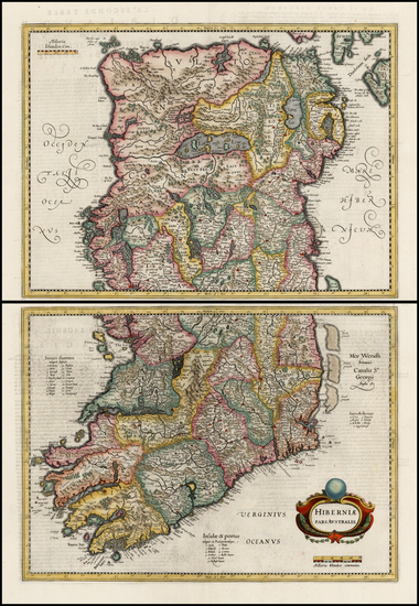 36-Ireland Map By Henricus Hondius