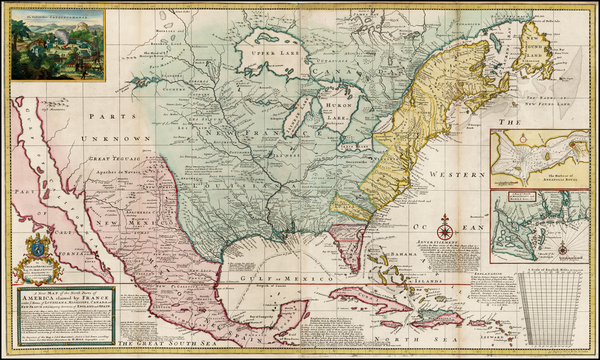 48-United States and North America Map By Herman Moll