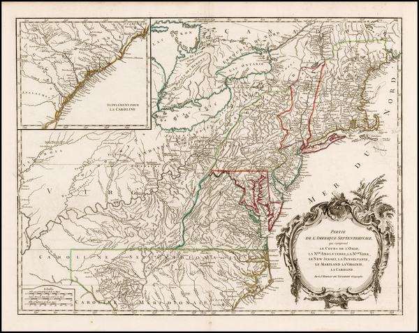 100-New England, Mid-Atlantic and Southeast Map By Didier Robert de Vaugondy