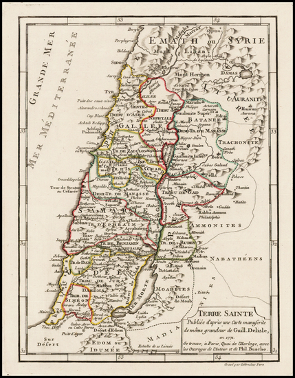 27-Holy Land Map By Philippe Buache