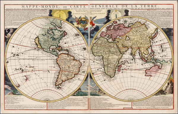 65-World and Celestial Maps Map By Nicolas de Fer