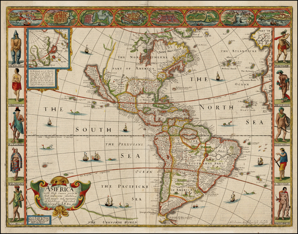 12-South America and America Map By John Speed