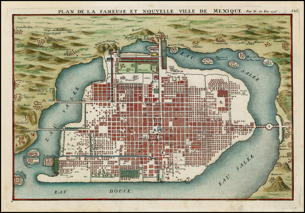 86-Mexico Map By Nicolas de Fer