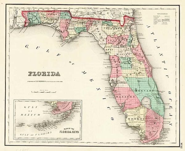 13-Southeast Map By Joseph Hutchins Colton