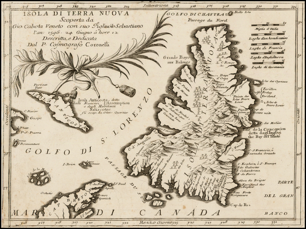 72-Canada Map By Vincenzo Maria Coronelli