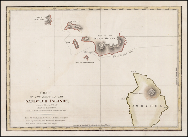 30-Hawaii and Hawaii Map By Jean Francois Galaup de La Perouse