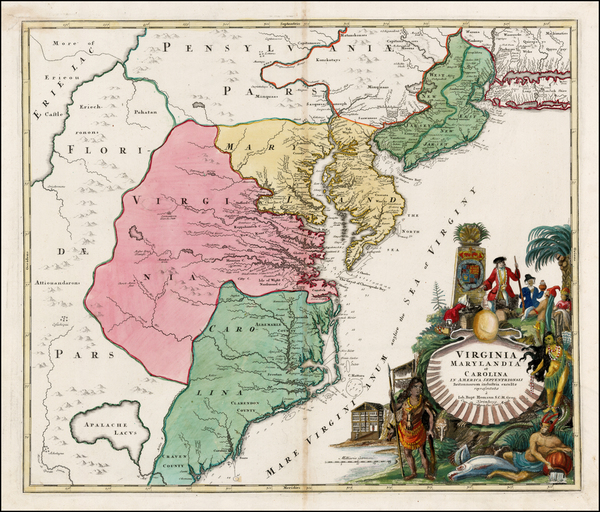 45-Mid-Atlantic and Southeast Map By Johann Baptist Homann