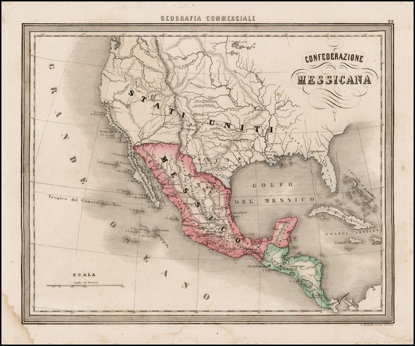 40-Texas, Plains, Southwest, Rocky Mountains, Mexico and California Map By Francesco Marmocchi