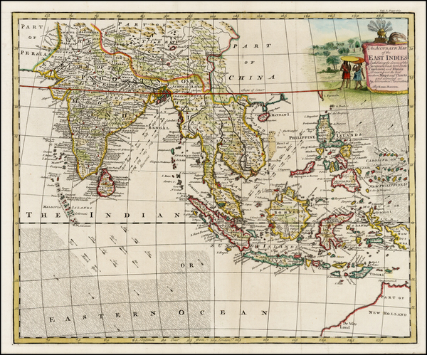 13-India, Southeast Asia, Philippines and Australia Map By Emanuel Bowen