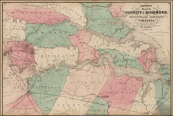 27-Mid-Atlantic and Southeast Map By Benjamin P Ward  &  Alvin Jewett Johnson