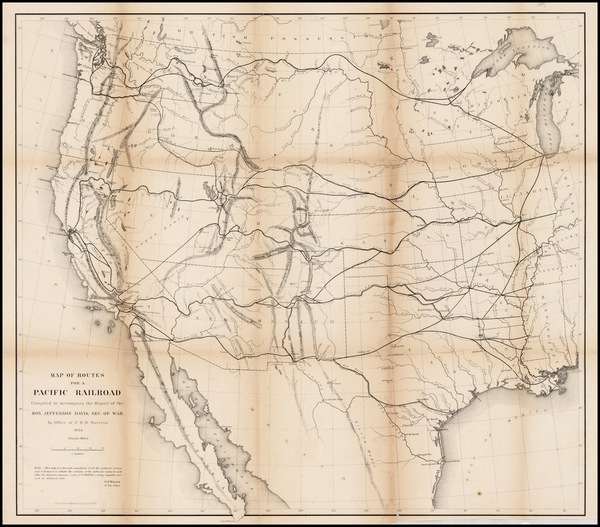 5-Texas, Plains, Southwest, Rocky Mountains and California Map By U.S. Pacific RR Surveys