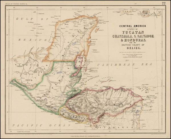 29-Central America Map By Henry Darwin Rogers  &  Alexander Keith Johnston