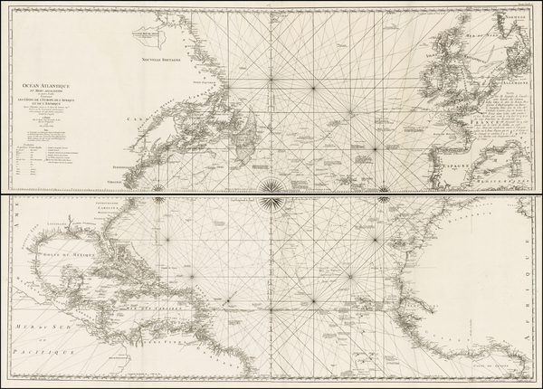 54-Atlantic Ocean, North America, Caribbean and Canada Map By George Louis Le Rouge