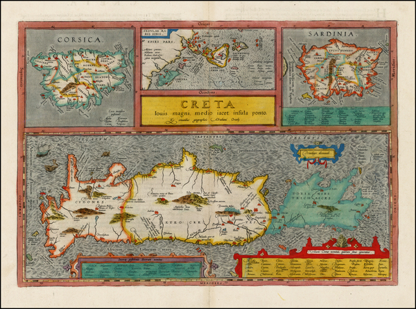 0-France, Italy, Corsica and Sardinia Map By Abraham Ortelius