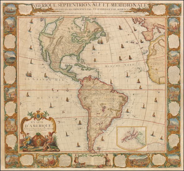 27-Western Hemisphere, Alaska, North America, South America and America Map By Louis Charles Desno