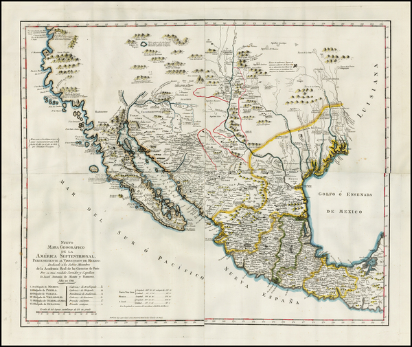 50-Texas, Plains, Southwest, Rocky Mountains, Mexico, Baja California and California Map By Jose A