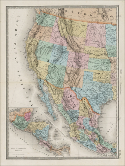 90-Texas, Plains, Southwest, Rocky Mountains, Baja California and California Map By Eugène 