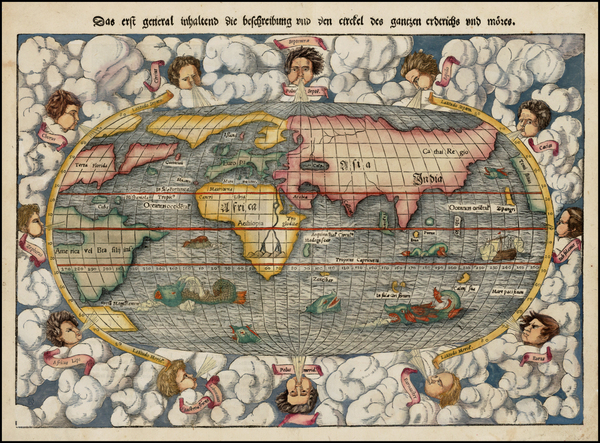 45-World and World Map By Sebastian Munster