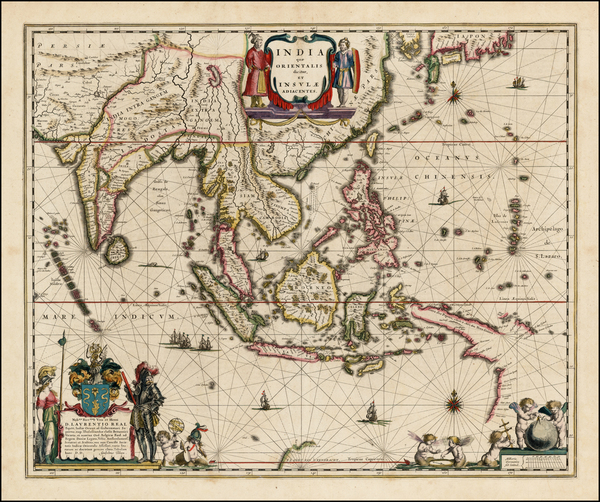 48-China, India, Southeast Asia and Philippines Map By Willem Janszoon Blaeu