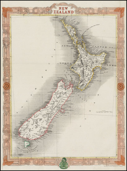 36-New Zealand Map By John Rapkin