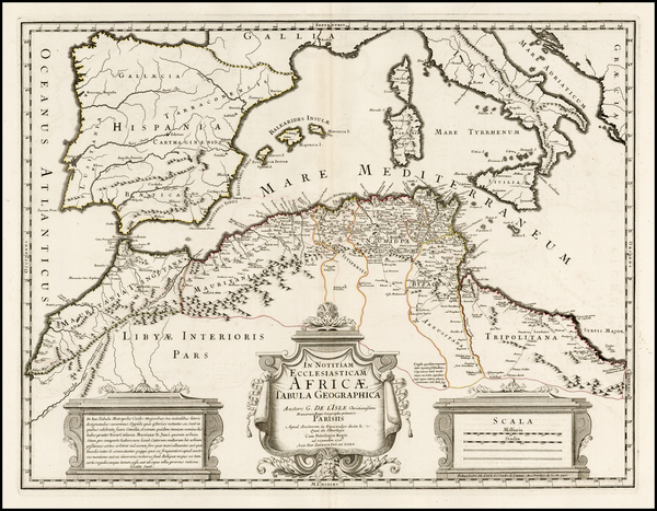 95-Spain, Mediterranean and North Africa Map By Philippe Buache