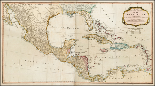 81-Florida, Texas, Mexico, Caribbean and Central America Map By Laurie & Whittle