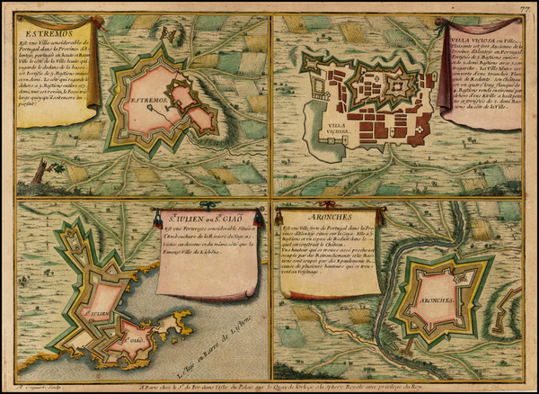 71-Portugal Map By Nicolas de Fer