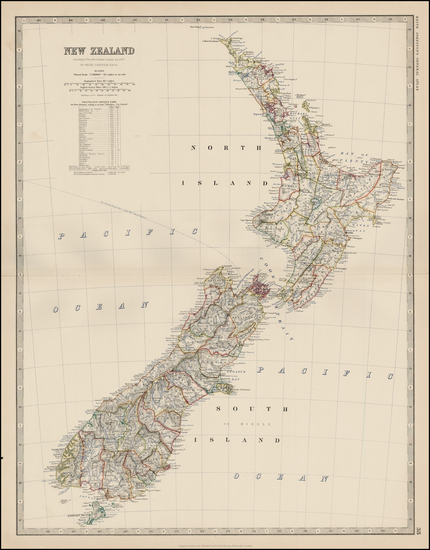 61-New Zealand Map By W. & A.K. Johnston