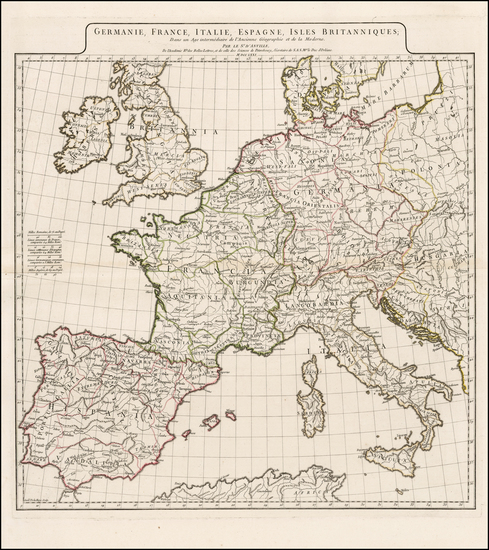 27-Europe, British Isles, France, Italy and Mediterranean Map By Jean-Baptiste Bourguignon d'Anvil