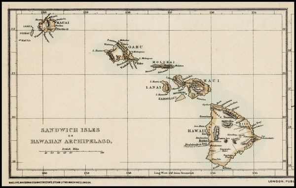 90-Hawaii and Hawaii Map By Maclure, MacDonald & MacGregor's Steam Litho