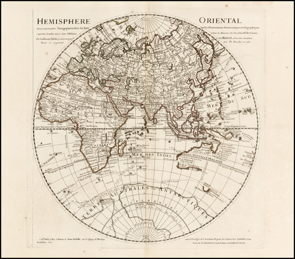 17-Eastern Hemisphere, Polar Maps, Australia & Oceania and Oceania Map By Philippe Buache