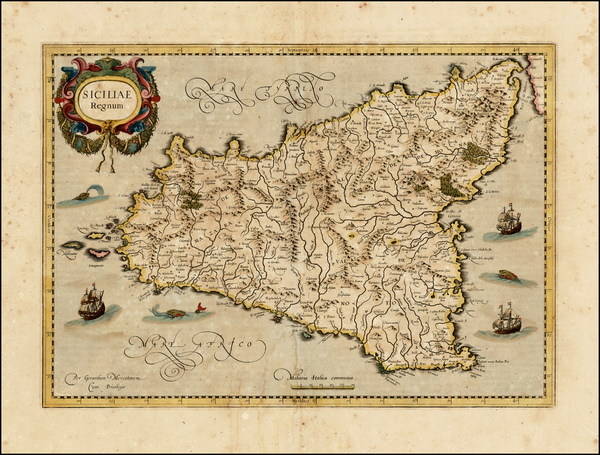 1-Italy and Sicily Map By  Gerard Mercator