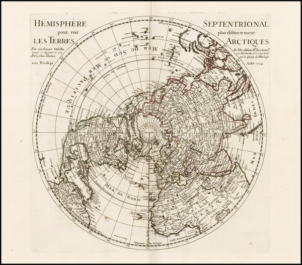 60-Northern Hemisphere, Polar Maps and Pacific Map By Philippe Buache