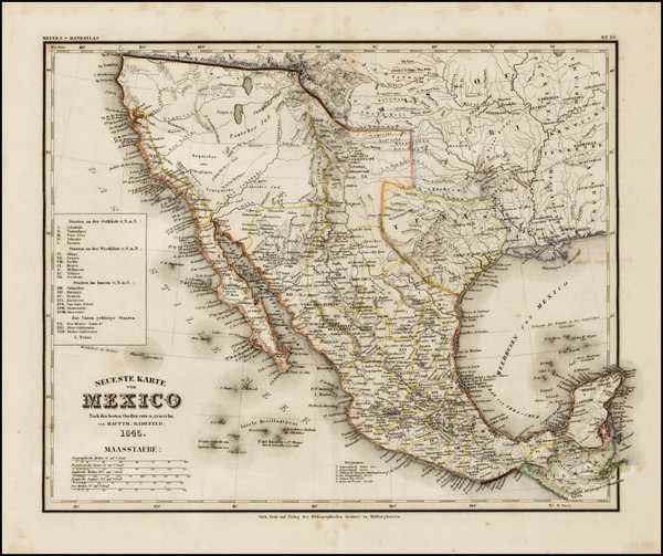 65-Texas, Southwest, Rocky Mountains, Mexico and California Map By Joseph Meyer / Carl Radefeld