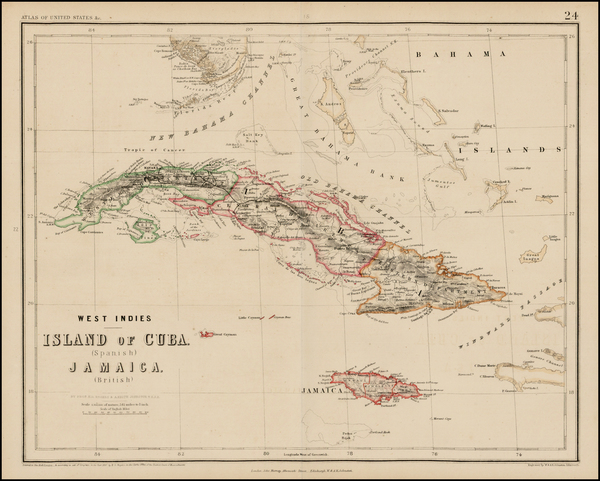 69-Caribbean and Central America Map By Henry Darwin Rogers  &  Alexander Keith Johnston