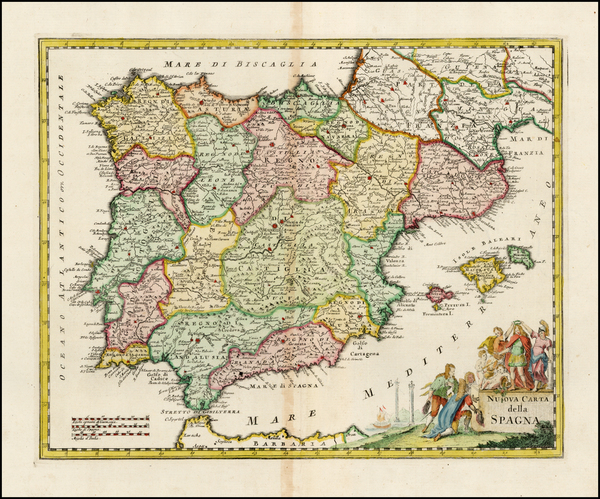 63-Spain and Portugal Map By Giambattista Albrizzi