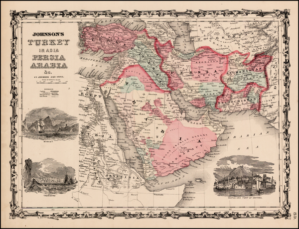 55-Middle East and Turkey & Asia Minor Map By Benjamin P Ward  &  Alvin Jewett Johnson