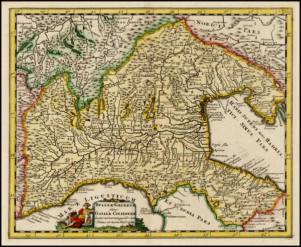 82-Switzerland, Italy and Northern Italy Map By Philipp Clüver