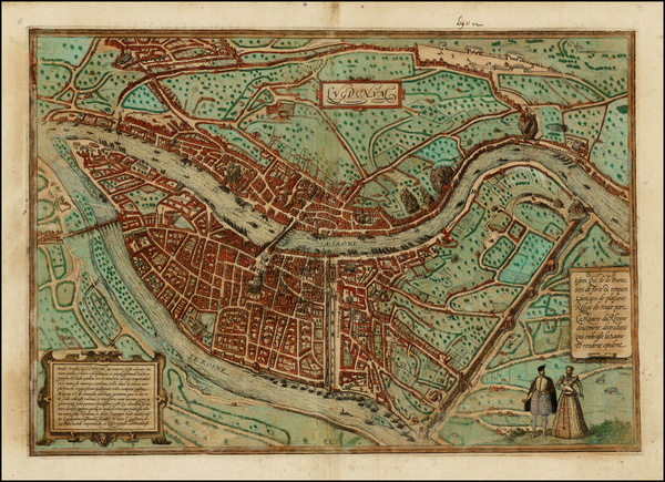 3-France Map By Georg Braun  &  Frans Hogenberg