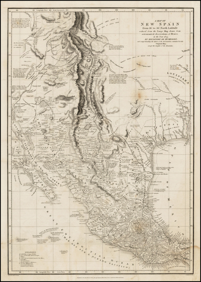 64-Texas, Plains, Southwest, Rocky Mountains, Mexico and California Map By Alexander Von Humboldt