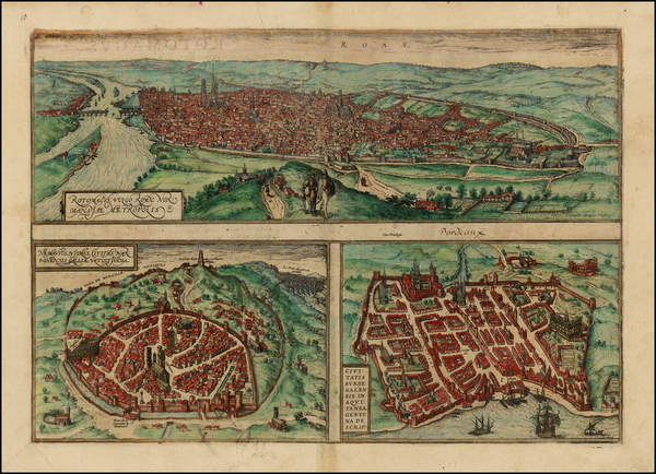 35-France Map By Georg Braun  &  Frans Hogenberg