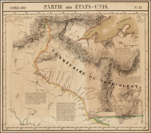 98-Midwest and Plains Map By Philippe Marie Vandermaelen