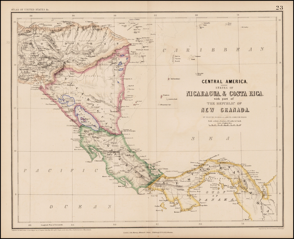 87-Central America Map By Henry Darwin Rogers  &  Alexander Keith Johnston